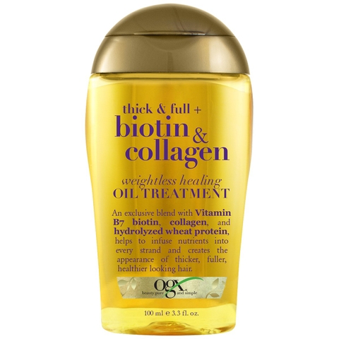 Dầu dưỡng tóc OGX Thick & Full Biotin & Collagen Wightless Healing Oil Treatment 100ml