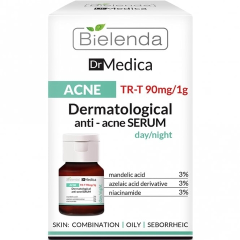 Serum giảm mụn, nhờn, làm sáng da Bielenda Dr Medica Dermatologic Anti-Acne Face Day Night 30ml