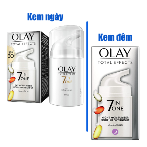 Bộ kem dưỡng ngày đêm Olay Total Effects 7-in-1 Anti Ageing Moisturiser SPF30 Niacinamide Vitamin C and E