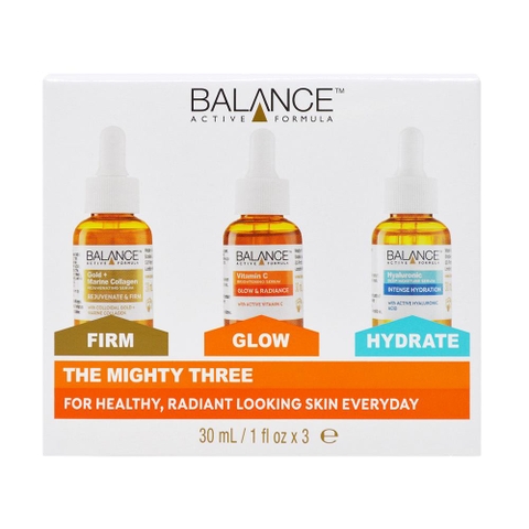 Combo chống lão hóa cho làn da rạng rỡ Serum Balance Gold Marine Collagen, Vitamin C và Hyaluronic 30mlx3