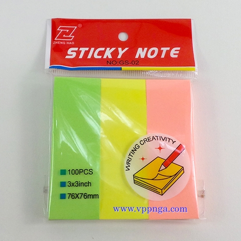 Giấy Note GS-02 (25x76)mm, 3 màu