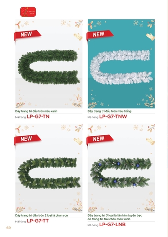 Dây trang trí đầu tròn màu xanh 7' x (Changchiia 2026) (Catalogue trang 69)