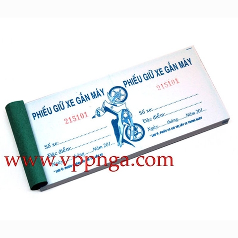 Phiếu giữ xe cùi xé (7x16)cm (10 cuốn/lốc)
