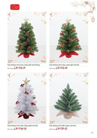 Cây thông mini màu xanh gắn trái thông (Changchiia 2026) (Catalogue trang 50)