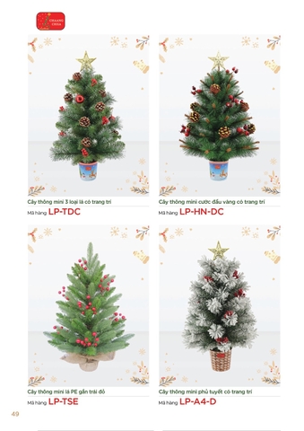 Các loại cây thông mini có trang trí (Changchiia 2026) (Catalogue trang 49)