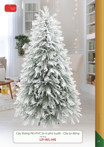 Cây thông pe + pvc lá rủ phủ tuyết - cây tự động (Changchiia 2026) (Catalogue trang 28)