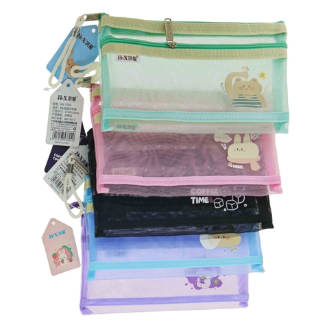 Hộp bút dây kéo lưới 2 dây kéo B6 3705