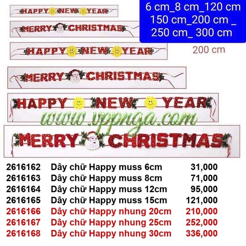 Dây chữ Happy muss - Trang trí Noel 2026