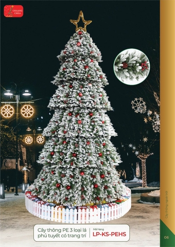 Cây thông pe 3 loại lá phủ tuyết có trang trí (Changchiia 2026) (Catalogue trang 6)