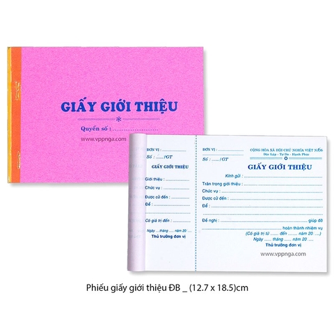 Giấy giới thiệu Đặc Biệt (12.7 x 18.5)cm - 98 tờ/cuốn 