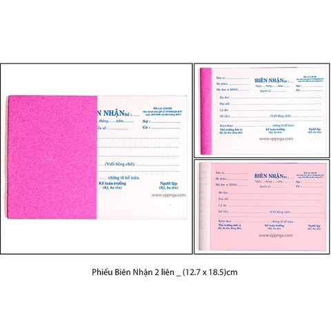 Phiếu Biên Nhận 2 liên (12.7x18.5)cm (40 bộ/cuốn)