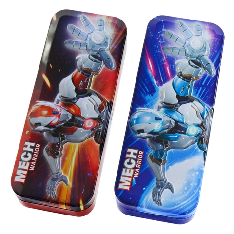 Hộp bút thiếc có bảng cửu chương Mech Warrior B-774