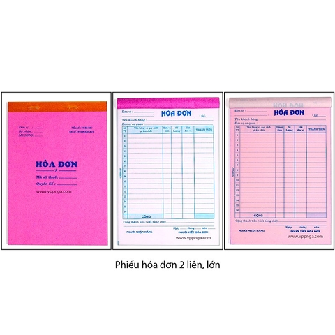 Phiếu hóa đơn 2 liên, lớn (26x23)cm (40 Bộ/Cuốn)