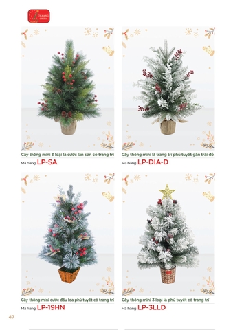 Các loại cây thông mini có trang trí (Changchiia 2026) (Catalogue trang 47)