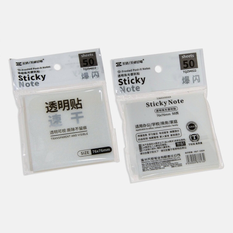 Giấy Note ghi chú trong suốt (76x76mm) TQZ-94022 (50 tờ/xấp)
