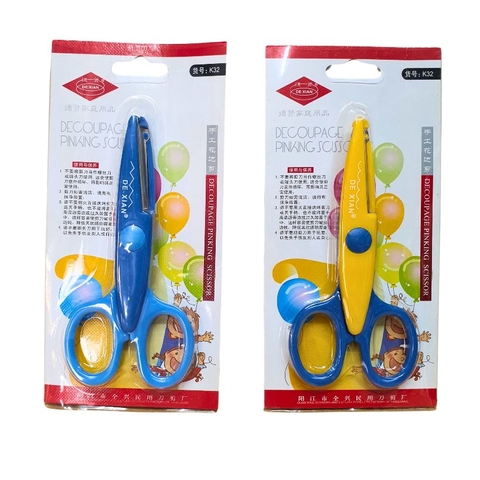 Kéo cắt giấy Dexian dành cho học sinh, lưỡi kéo gợn sóng K32 (1 Cây)