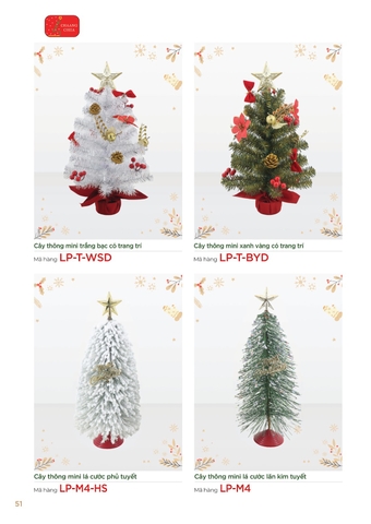 Các loại cây thông mini có trang trí (Changchiia 2026) (Catalogue trang 51)