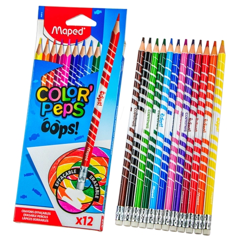 Bút chì màu Maped (Oops) 12 màu có gôm
