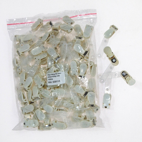 Kẹp bảng tên treo nhựa trắng sữa 030113_ (100c/b)