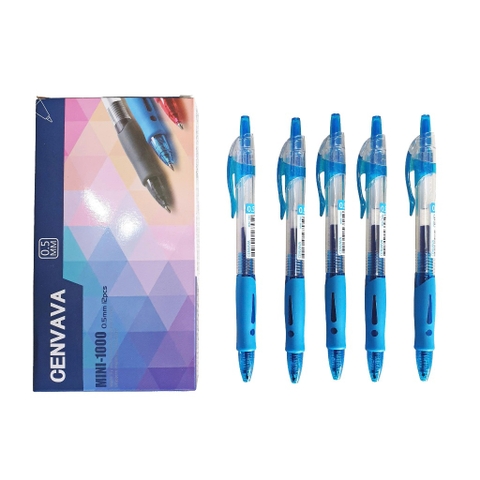 Bút gel nước kiểu bấm Cenvava Mini-1000, Ngòi 0.5mm, Mực Xanh (1 Cây)
