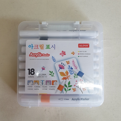 Bút lông màu Acrylic No 206A, 18 màu