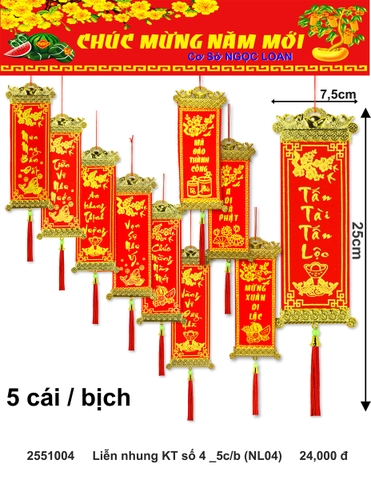 Liễn nhung KT số 4 _5c/b (NL04) (2251004) (HÀNG MỚI 2025)