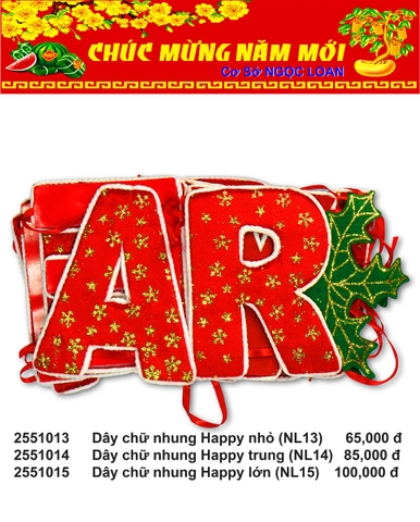 Dây chữ nhung Happy nhỏ (NL13) (2251013) (HÀNG MỚI 2025)