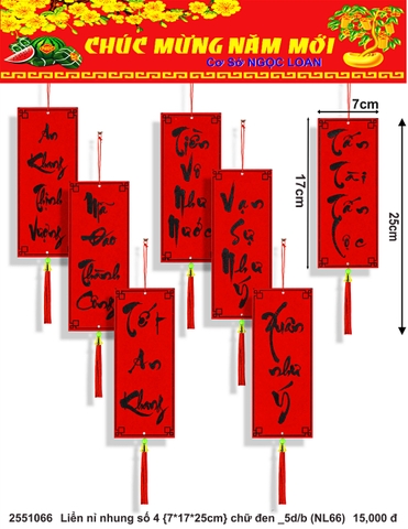 Liển nỉ nhung số 4 {7*17*25cm} chữ đen _5d/b (NL66) (2551066) (HÀNG MỚI 2025)