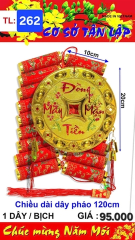 Đồng tiền may mắn 20 cm + pháo số 6 _1d/b (TL262) (2552262) (HÀNG MỚI 2025)