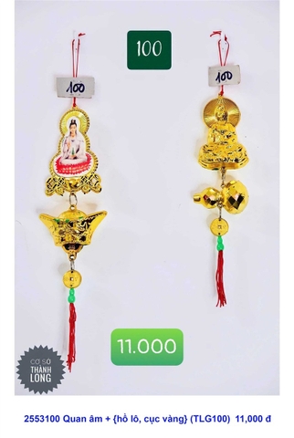 Quan âm 2 mặt + {hồ lô, cục vàng} (TLG100-1) (2553100-1) (HÀNG NEW 2025)