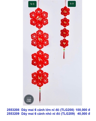 Dây mai 6 cánh nhỏ nỉ đỏ (TLG209) (2553209) (HÀNG NEW 2025)