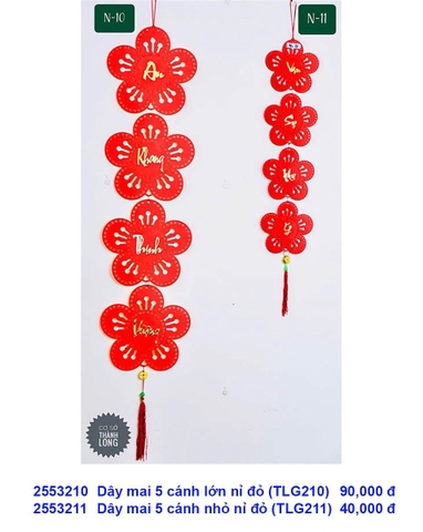 Dây mai 5 cánh lớn nỉ đỏ (TLG210) (2553210) (HÀNG NEW 2025)