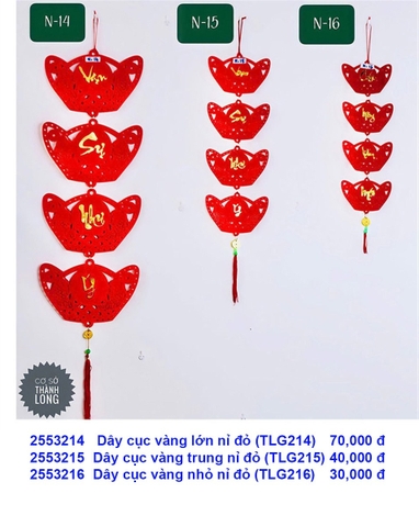 Dây cục vàng lớn nỉ đỏ (TLG214) (2553214) (HÀNG NEW 2025)