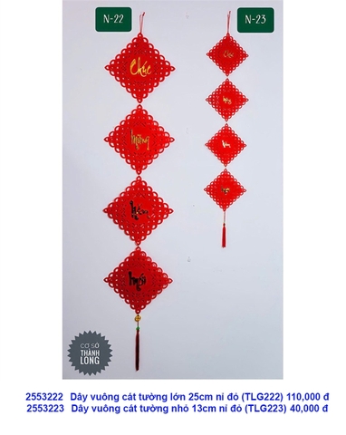 Dây vuông cát tường lớn 25cm nỉ đỏ (TLG222) (2553222) (HÀNG NEW 2025)