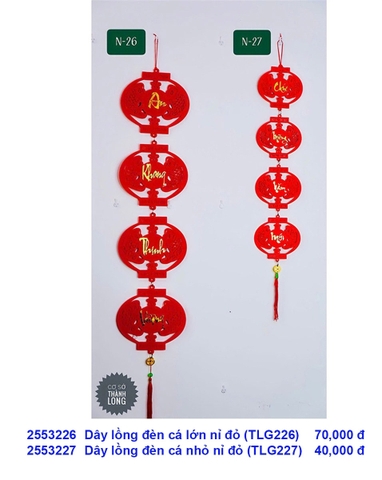 Dây lồng đèn cá nhỏ nỉ đỏ (TLG227) (2553227) (HÀNG NEW 2025)