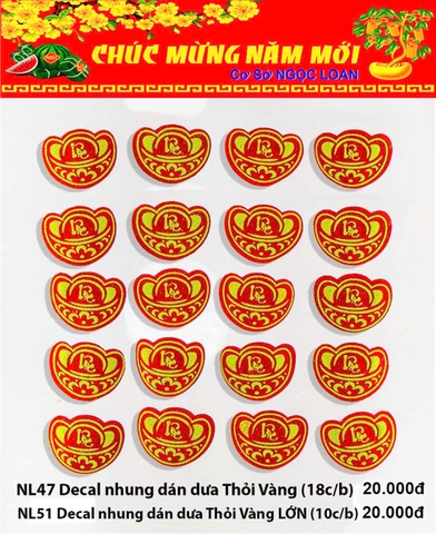 Decal Nhung dán Dưa {thỏi vàng} _20c/b (NL47) (2551047) (HÀNG MỚI 2025)
