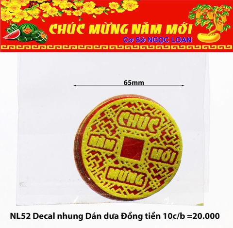 Decal Nhung Dán Dưa Tiền CMNM 6.5*6.5cm _10c/b (NL52) (2551052) (HÀNG MỚI 2025)