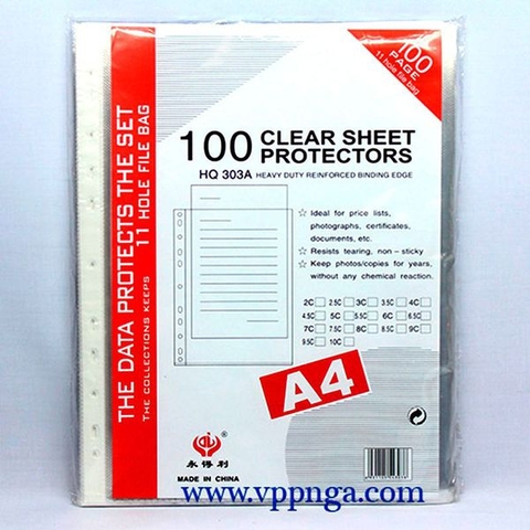 Bìa đục lỗ A4 303A (100 cái/xấp)