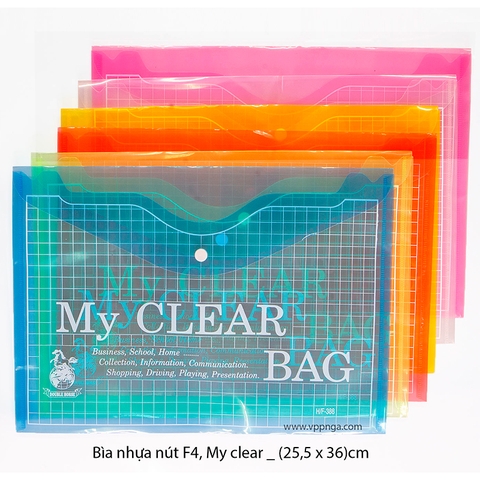 Bìa nhựa nút F4, My clear, vàng