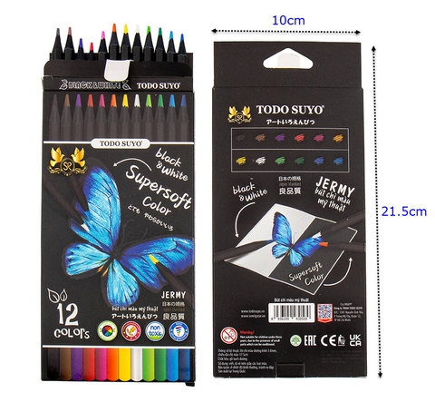 Bút chì màu 12 màu, JERMY mỹ thuật dài