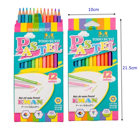 Bút chì màu 12 màu, pastel EMAN dài