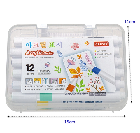 Bút lông màu Marker Acrylic 206A 12 màu
