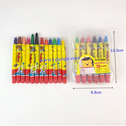 Chì màu sáp 12M, AM-TC301, ngắn (vặn)