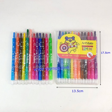 Chì màu sáp 12M, CL-TC201, lớn (vặn)