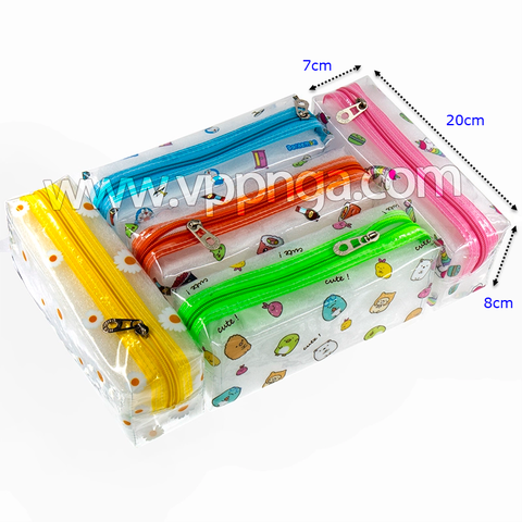 Hộp bút dây kéo nhựa trong hình (026312)