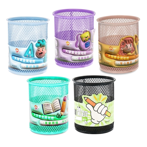 Hộp đựng bút lưới sắt tròn mini chống gỉ (027251) – Kích thước 8x9.5cm (1 Cái)