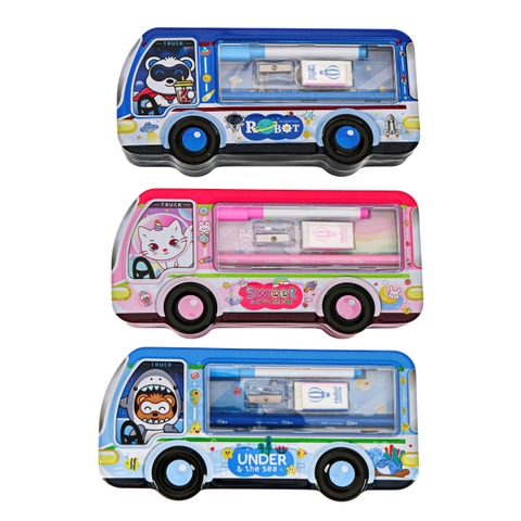 Hộp bút thiếc 2 tầng hình xe hơi B-692-2 (đính kèm phụ kiện), kích thước (21x9.5x3)cm (1 Cái)