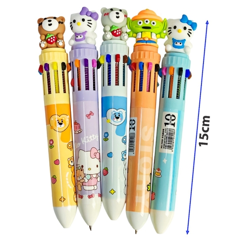 Bút bi bấm 10 màu