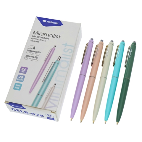 [CÓ VAT] Bút Gel bấm Thiên Long chính hãng Minimalist GELB-028, Mực Xanh, Nét bút 0.6mm (1 Cây)
