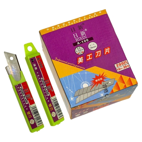 Lưỡi dao rọc giấy Rixin A-100 loại 1 (10 lưỡi dao/tép)